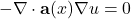 \begin{equation*}   -\nabla \cdot \mathbf{a}(x) \nabla u = 0 \end{equation*}